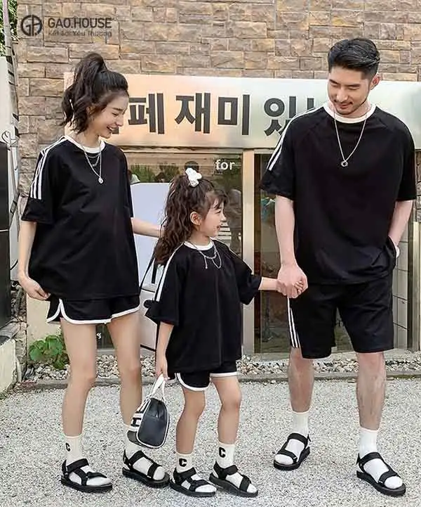 Áo đồng phục gia đình thể thao màu đen
