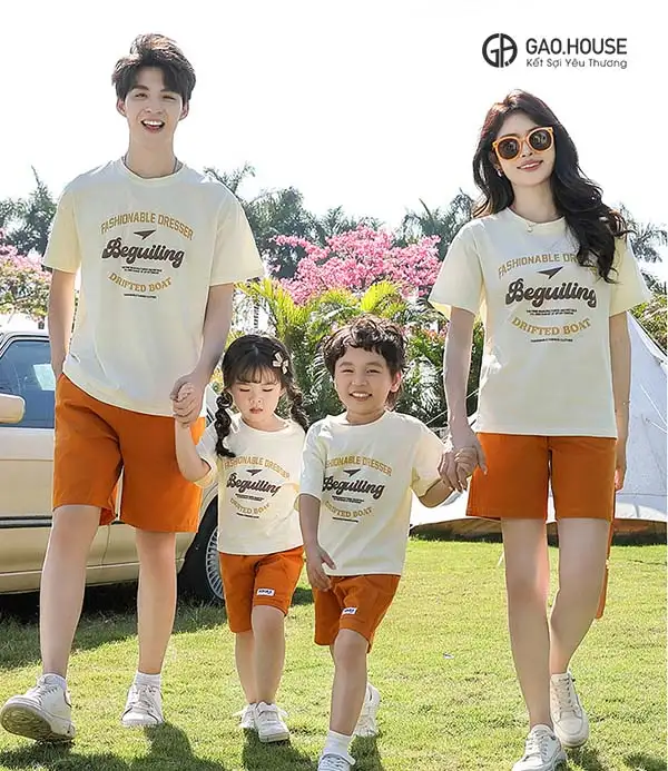 Áo đồng phục gia đình cổ tròn trẻ trung