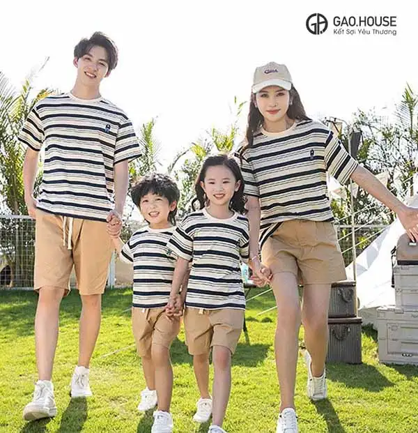 Áo đồng phục gia đình kẻ sọc trắng đen