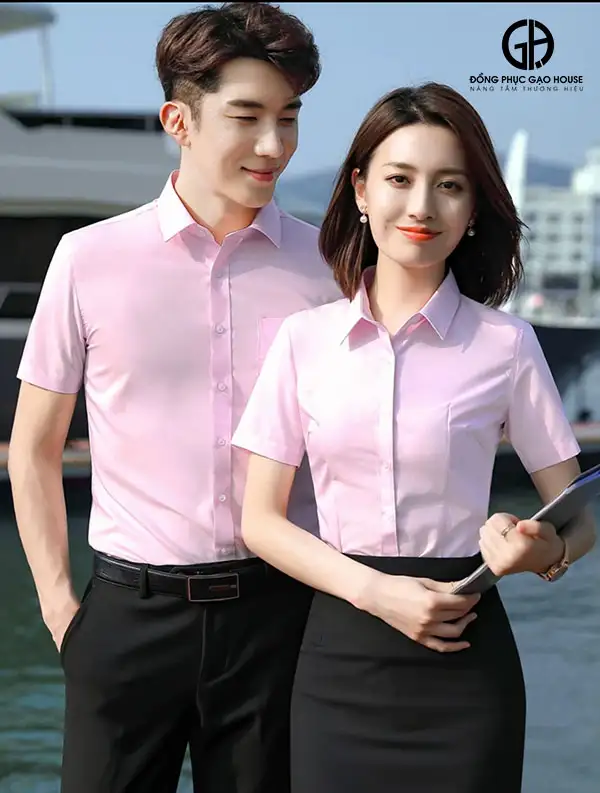 Áo sơ mi đồng phục công sở màu hồng