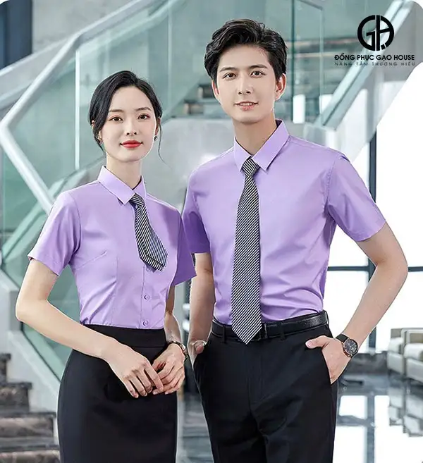 Áo đồng phục sơ mi công sở màu tím