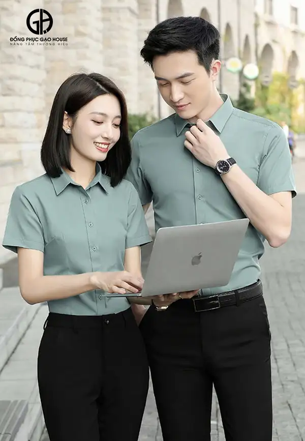 Áo đồng phục công sở sơ mi ngắn tay
